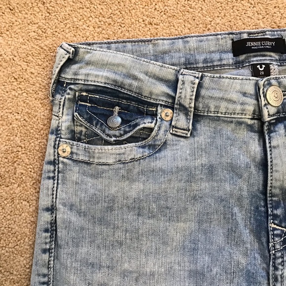 True Religion Denim Blue Jeans Women Size 6 Waist 28 Jennie Curvy Mid Rise Capri - Picture 8 of 14